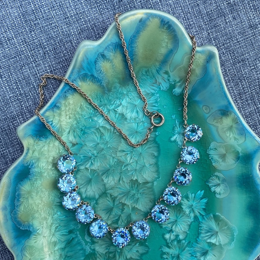 Vintage Sterling Silver Blue Stone Necklace - Picture 7 of 15
